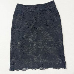 Banana Republic Sz 2P Black Lace Pencil Skirt Lined